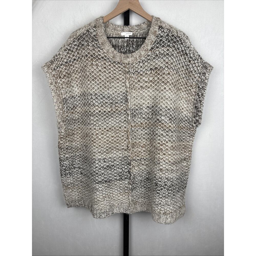J Jill Pure Jill Sleeveless Sweater Women Size M/L Chunky Knit Boxy Wool Blend